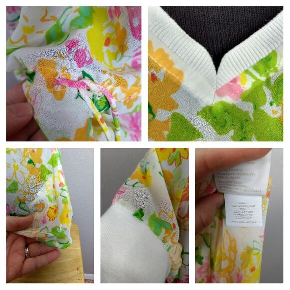 Tommy sheer floral drawstring waist top XL - Picture 5 of 10